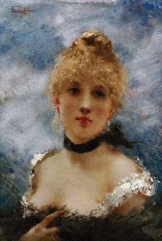 Edoardo Tofano-63-Ritratto di giovane donna con foulard